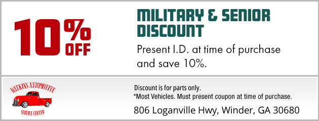 10% Discount for Military and Seniors